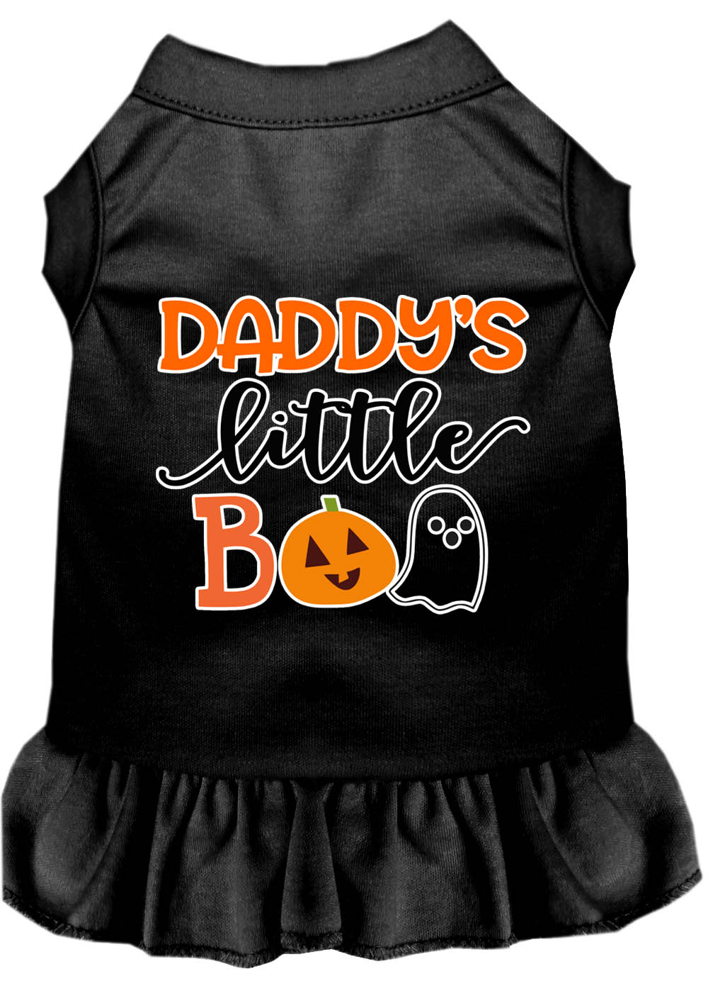 Daddy's Little Boo Screen Print Dog Dress Black XXL